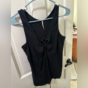 Free People black tie-front lace up tank top